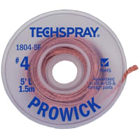 TechSpray Braid, Desoldering; Pure Rosin; 5 ft.; Flux; lt 0.01% (In Water)