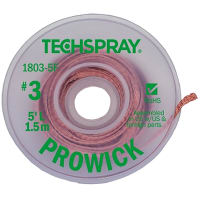 TechSpray Braid, Desoldering; Pure Rosin; 5 ft.; Flux; lt 0.01% (In Water)