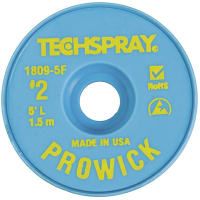 TechSpray Desoldering Braid/Wick; Pro Wick; Yellow #2; 5ft (1.5M) Long; Anti-Static Spool