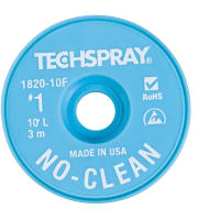 TechSpray Braid, Desoldering; Pure Rosin; 10 ft.; Non-Ionic Flux Mixture (lt 5%); Flux