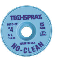 TechSpray Desoldering Braid/Wick; No Clean ; Blue #4; 5ft (1.5M) Long; Anti-Static Spool