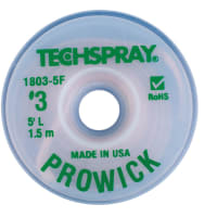 TechSpray Braid, Desoldering, Pure Rosin, 5 ft., Flux, lt 0.01% (In Water)