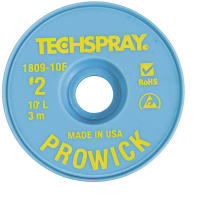 TechSpray Braid, Desoldering, Pure Rosin, 10 ft., Flux, lt 0.01% (In Water)