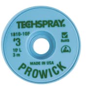 TechSpray Braid, Desoldering, Pure Rosin, 10 ft., Flux, lt 0.01% (In Water)