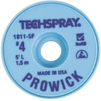 TechSpray Desoldering Braid/Wick, Pro Wick, Blue #4, 5ft (1.5M) Long, Anti-Static Spool