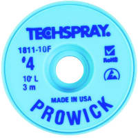 TechSpray Braid, Desoldering, Pure Rosin, 10 ft., Flux, lt 0.01% (In Water)