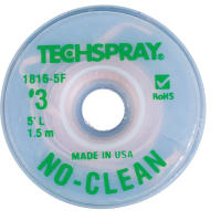 TechSpray Braid, Desoldering, Pure Rosin, 5 ft., Non-Ionic Flux Mixture (lt 5%), Flux