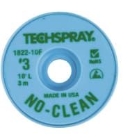 TechSpray Braid, Desoldering, Pure Rosin, 10 ft., Non-Ionic Flux Mixture (lt 5%), Flux