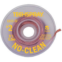 TechSpray Braid, Desoldering; Pure Rosin; 5 ft.; Non-Ionic Flux Mixture (lt 5%); Flux