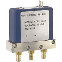 Teledyne Relays Switch, SPDT, SMB 75 Ohm Jack, Male, 12, 15, 28 VDC, 20 ms (Max.), 75 Ohms