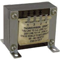 Thordarson Transformer, Isolation, Bobbin, 1, Freq 50/60Hz, Pri 115/230VAC, Sec 115/230VAC