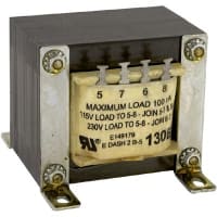 Thordarson Transformer, Isolation, Bobbin, 1, Freq 50/60Hz, Pri 115/230VAC, Sec 115/230VAC