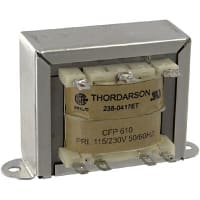 Thordarson Transformer, Power, Bobbin, 1, Freq 50/60Hz, Pri 115/230VAC, Sec 24 (CT)VAC