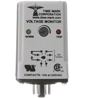 Time Mark Corporation Voltage Monitoring Relay, 90VDC, SPDT, 10A/240VAC, 8-Pin Octal, 260 Series