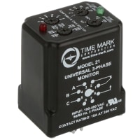 Time Mark Corporation Phase Monitoring Relay, 8-Pin Octal, 190-480 VAC, SPDT, 10A/240VAC, Series