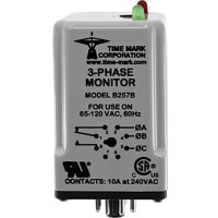 Time Mark Corporation Monitoring Relay, B257B, 3 Ph Monitor, 120 V, 10A, Electromechanical, SPDT, 257 Series