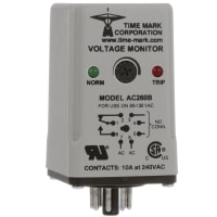 Time Mark Corporation Voltage Sensing Relay, 8-Pin Socket, 10 A, 120 VAC, SPDT, ABS, 260 Series