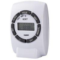 TORK Digital Plug-In Timer, Single Polarized Outlet, 125V, Indoor, 7 Day, 400E Series