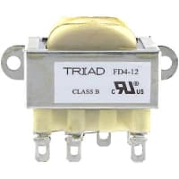 Triad Magnetics Transformer, Power, Bobbin, 1, Freq 50/60Hz, Pri 115/230VAC, Sec 12.6 (CT)VAC