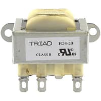 Triad Magnetics Transformer, Power, Bobbin, 1, Freq 50/60Hz, Pri 115/230VAC, Sec 20 (CT)VAC