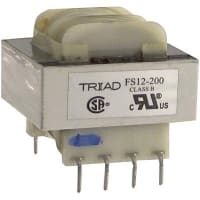 Triad Magnetics Transformer, Power, Bobbin, 1, Freq 50/60Hz, Pri 115/230VAC, Sec 6.3/12.6VAC