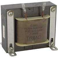 Triad Magnetics Inductor, Filter, Ind 0.01H, Tol -20%, +50%, Cur 12.5A, Lug, DCR 0.1 Ohms