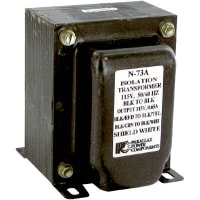 Triad Magnetics Transformer, Isolation, Enclosed, 1, Freq 50/60Hz, Pri 115VAC, Sec 115/230VAC