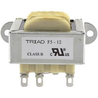 Triad Magnetics Transformer, Power, Config Bobbin, 1, Freq 50/60Hz, Pri 115VAC, Sec 12.6 (CT)VAC