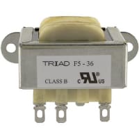 Triad Magnetics Transformer, Power, Config Bobbin, 1, Freq 50/60Hz, Pri 115VAC, Sec 36 (CT)VAC