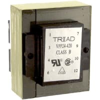 Triad Magnetics Transformer, Power, Bobbin, 1, Freq 50/60Hz, Pri 115/230VAC, Sec 12/24VAC, PCB