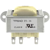 Triad Magnetics Transformer, Power, Config Bobbin, 1, Freq 50/60Hz, Pri 115VAC, Sec 16 (CT)VAC