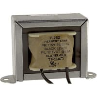 Triad Magnetics Transformer, Power, Bobbin, 1, Freq 50/60Hz, Pri 115VAC, Sec 12.6 (CT)VAC, UL