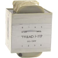 Triad Magnetics Transformer, Power, Bobbin, 1, Freq 50/60Hz, Pri 115/230VAC, Sec 8/16VAC, PCB