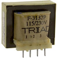 Triad Magnetics Transformer, Power, Bobbin, 1, Freq 50/60Hz, Pri 115/230VAC, Sec 7.5/15VAC, PCB