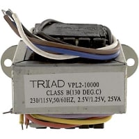 Triad Magnetics Transformer, Power, Bobbin, 1, Freq 50/60Hz, Pri 115/230VAC, Sec 1.25/2.5VAC