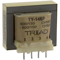 Triad Magnetics Transformer Audio 1000mW 150/600Ohm Primary 150/600Ohm Secondary 200Hz-15kHz