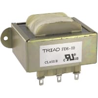 Triad Magnetics Transformer, Power, Bobbin, 1, Freq 50/60Hz, Pri 115/230VAC, Sec 10 (CT)VAC