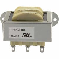 Triad Magnetics Transformer, Power, Bobbin, 1, Freq 50/60Hz, Pri 115/230VAC, Sec 12.6 (CT)VAC