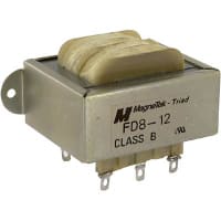 Triad Magnetics Transformer, Power, Bobbin, 1, Freq 50/60Hz, Pri 115/230VAC, Sec 12.6 (CT)VAC