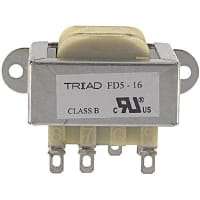 Triad Magnetics Transformer, Power, Bobbin, 1, Freq 50/60Hz, Pri 115/230VAC, Sec 16 (CT)VAC