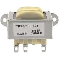 Triad Magnetics Transformer, Power, Bobbin, 1, Freq 50/60Hz, Pri 115/230VAC, Sec 20 (CT)VAC