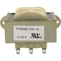 Triad Magnetics Transformer, Power, Bobbin, 1, Freq 50/60Hz, Pri 115/230VAC, Sec 20 (CT)VAC