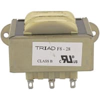 Triad Magnetics Transformer, Power, Config Bobbin, 1, Freq 50/60Hz, Pri 115VAC, Sec 28 (CT)VAC