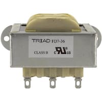 Triad Magnetics Transformer, Power, Bobbin, 1, Freq 50/60Hz, Pri 115/230VAC, Sec 36 (CT)VAC