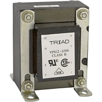 Triad Magnetics Transformer, Power, Bobbin, 1, Freq 50/60Hz, Pri 115/230VAC, Sec 6.3/12.6VAC