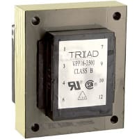 Triad Magnetics Transformer, Power, Bobbin, 1, Freq 50/60Hz, Pri 115/230VAC, Sec 8/16VAC, PCB