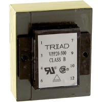 Triad Magnetics Transformer, Power, Bobbin, 1, Freq 50/60Hz, Pri 115/230VAC, Sec 10/20VAC, PCB