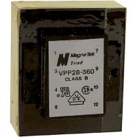 Triad Magnetics Transformer, Power, Bobbin, 1, Freq 50/60Hz, Pri 115/230VAC, Sec 14/28VAC, PCB