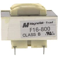 Triad Magnetics Transformer, Power, Bobbin, 1, Freq 50/60Hz, Pri 115/230VAC, Sec 8/16VAC, PCB