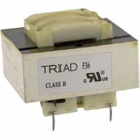 Triad Magnetics Transformer, Power, Bobbin, 1, Freq 50/60Hz, Pri 115/230VAC, Sec 18/36VAC, PCB